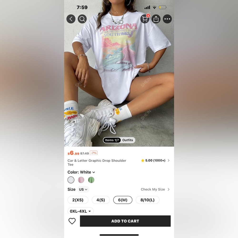 Pink and Orange Crew Neck Graphic T-Shirt